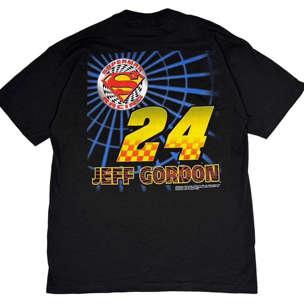 Vintage 1999 Jeff Gordon Superman A Galaxy Saved NASCAR AOP T-Shirt Size Large - Picture 2 of 10
